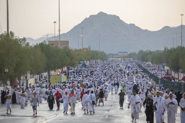 rainy day in Arafat,Hajj, Pilgrims performing Hajj, Islam, Makkah, Saudi Arabia, August 2019